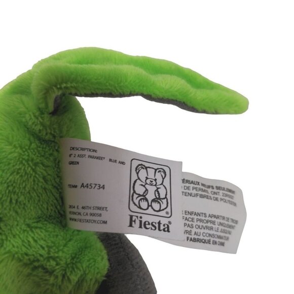 Fiesta Green Yellow Parakeet Bird Plush Stuffed Animal 6.5" - Picture 5 of 6